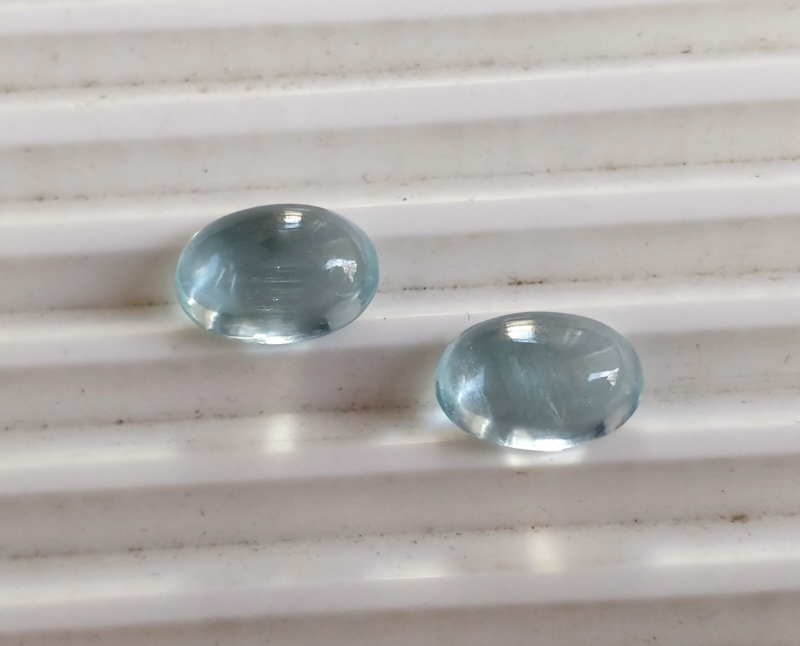 Oval shape Cabochons AAA+ Blue Aquamarine earring pair Natural gemstones