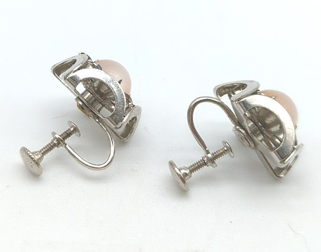 Vintage Jelly Belly Style Rhinestone Silver Tone Pentagon Screw Back Earrings