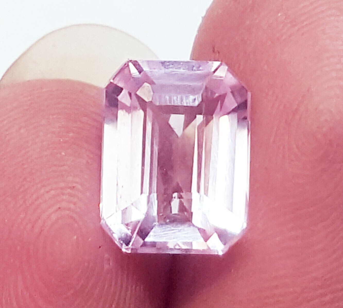 GIE Certified 6.80 Ct Natural Light Pink Sapphire Emerald Shape Loose Gemstone