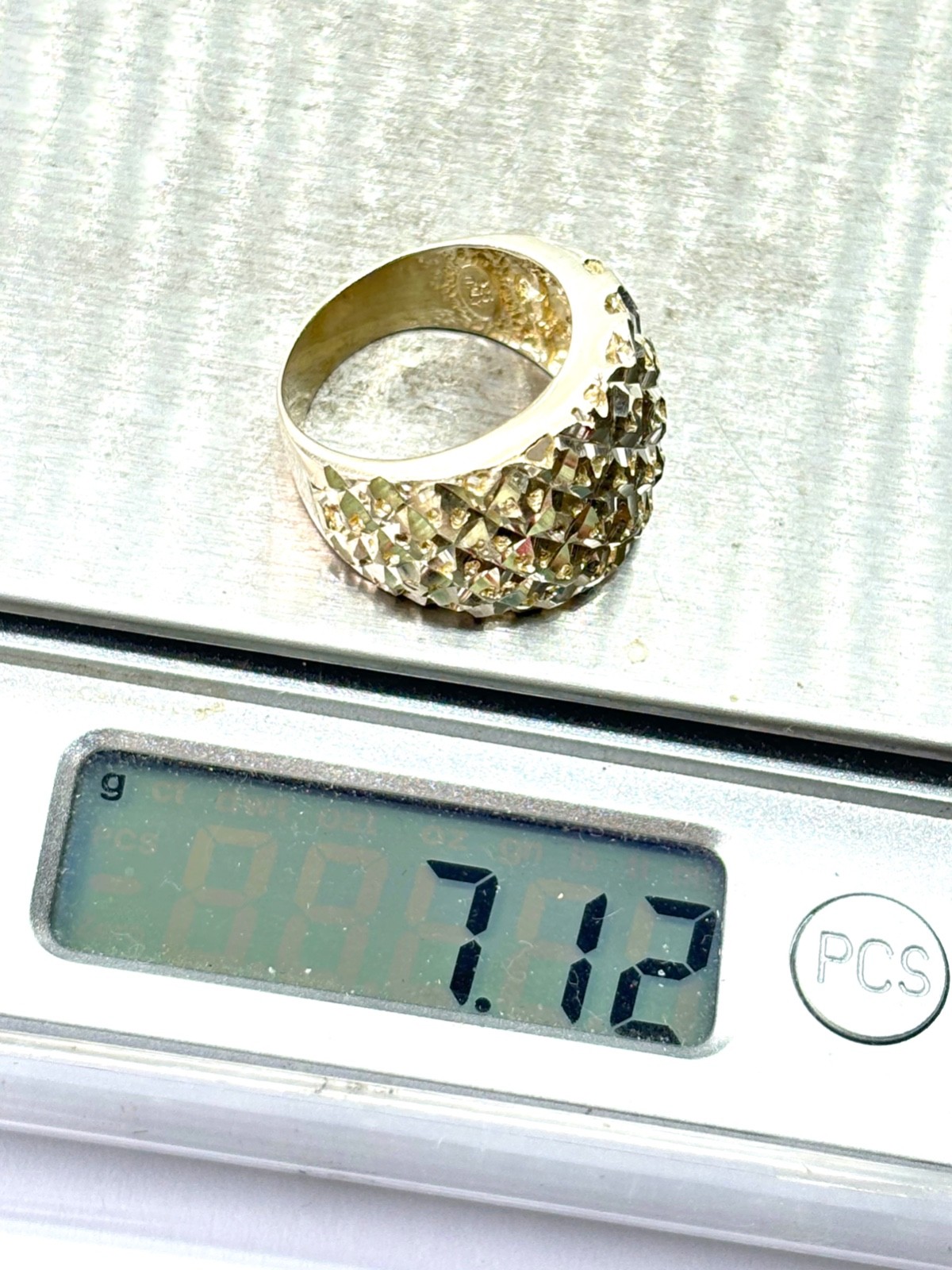 Italian Chunky Sterling Silver Textured Wide Band Ring – Size P1/2 (US 8) 7 gr