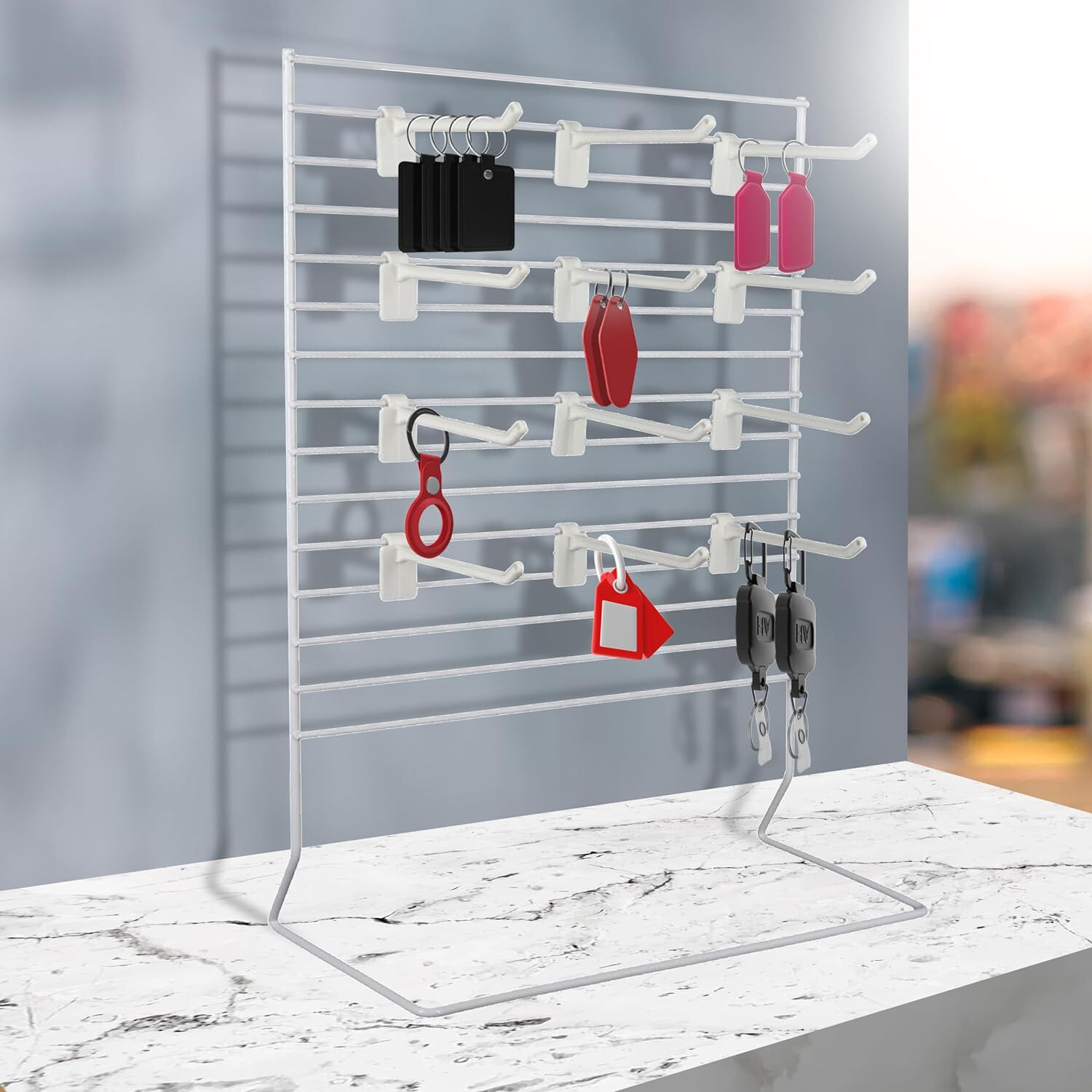 Carded Earring Countertop Display Wire Peg Rack Card Jewelry White Stand 12 x 15