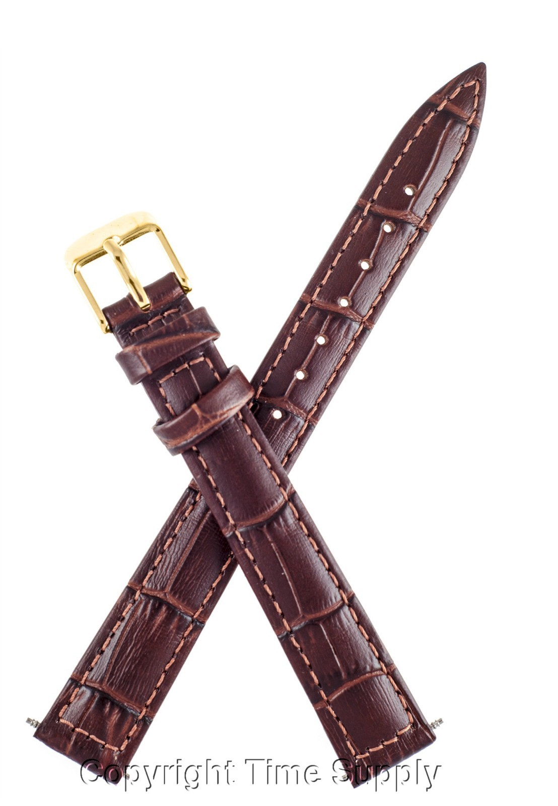 BROWN LEATHER WATCH BAND CROCO EXTRA LONG XXL