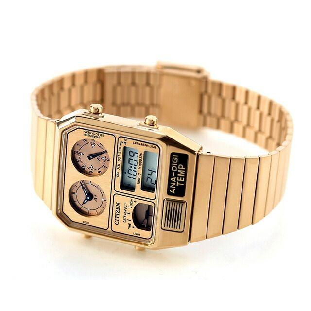 CITIZEN Ana-Digi Temp Reissue Model Warm Gold JG2104-53R New From Japan
