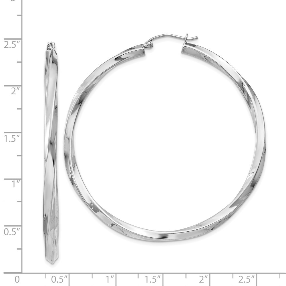 3mm, Sterling Silver, Twisted Round Hoop Earrings, 55mm Dia.(2 1/8 In)