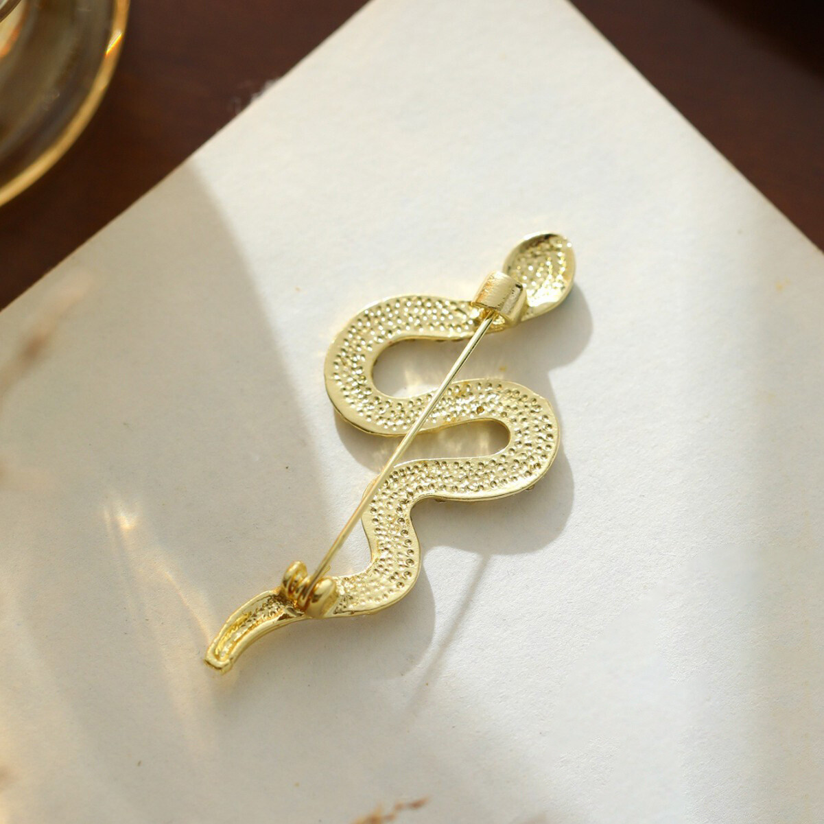 1pc Elegant Vintage Snake Brooch Pin, Zinc Alloy with Rhinestone Pin Jewelry