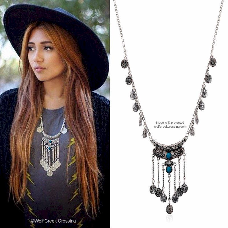 TURQUOISE STONES GYPSY SOUL – BEACH ETHNIC TRIBAL NECKLACE JEWELRY – FREE SHIP’