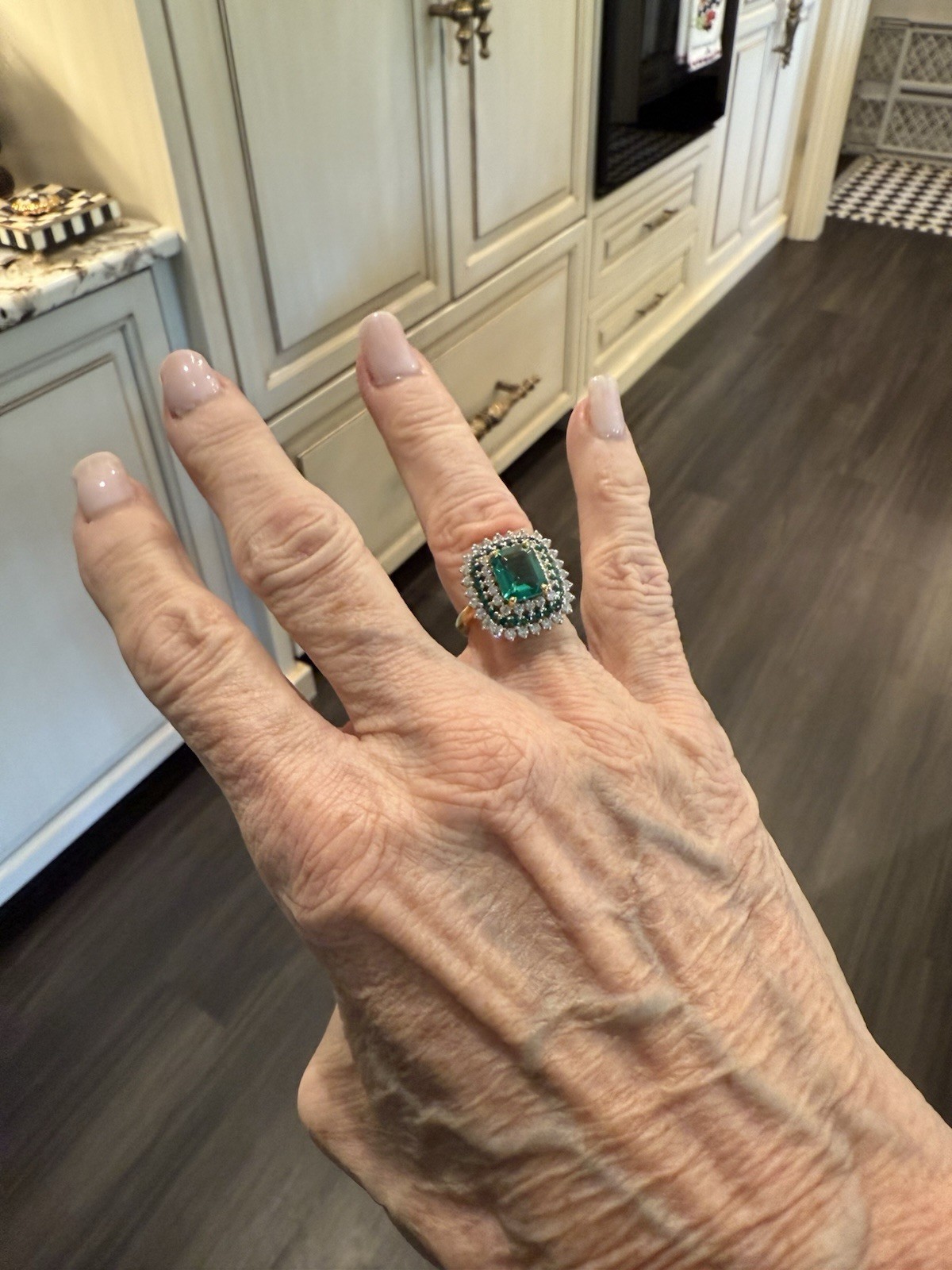 Princess Cut 3.10ct Lab Created Emerald 935 Argentium Silver Ring
