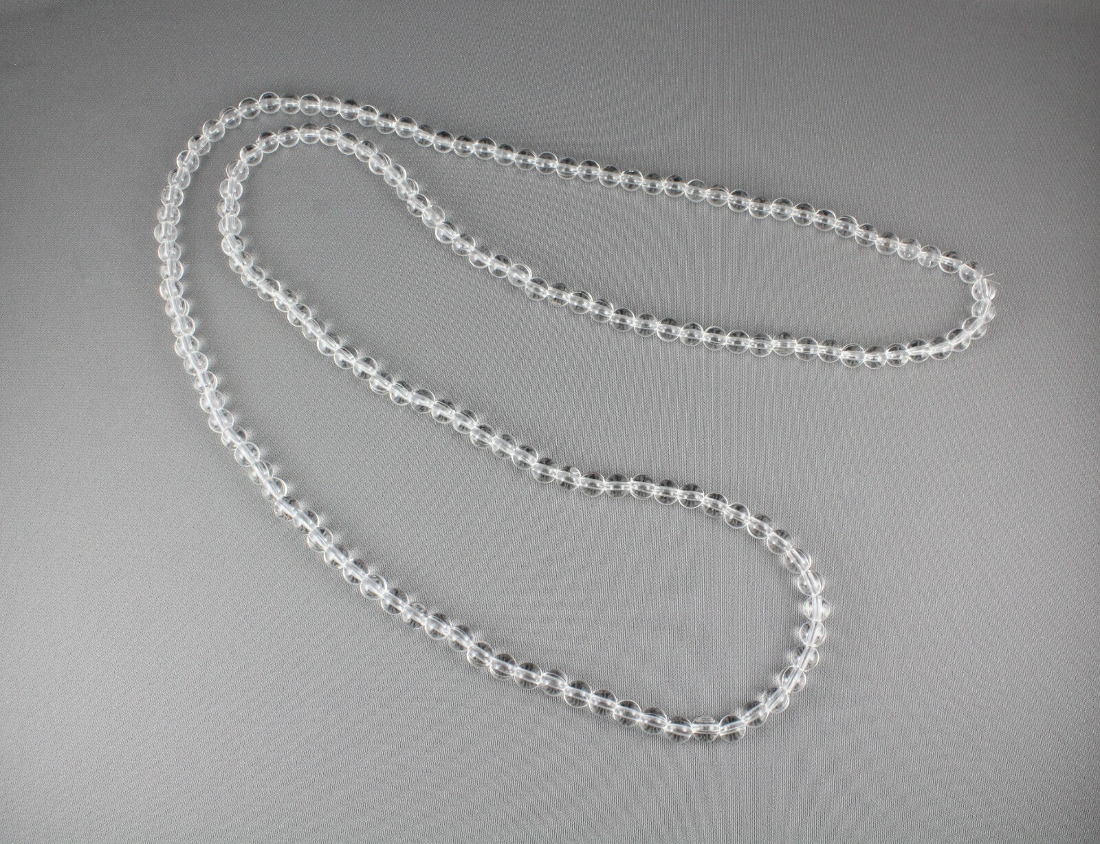 Clear bead long necklace extra long 44″ necklace beaded wrap double look wrapped