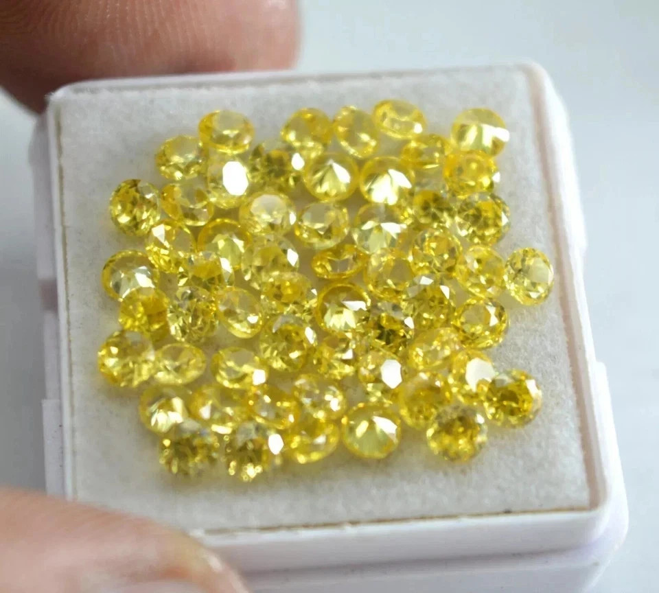Natural Yellow Sapphire 4 mm Cut Round 100 Piece Certified Loose Gemstone Lot