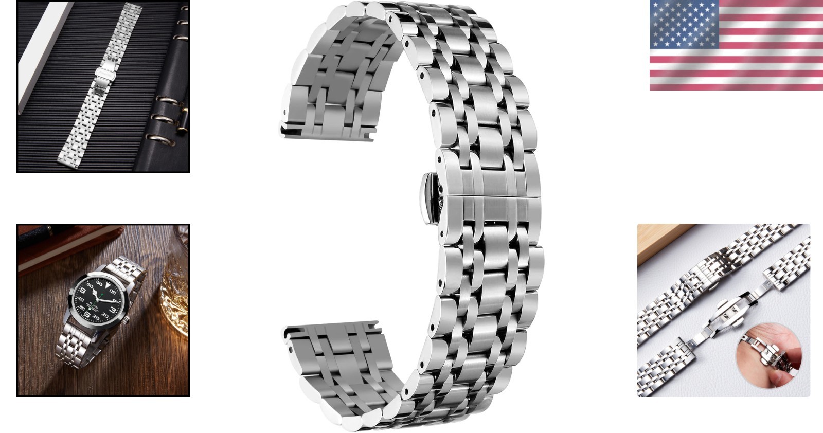 Durable 316L Stainless Steel Watch Band, Multiple Sizes & Colors for Men & Women