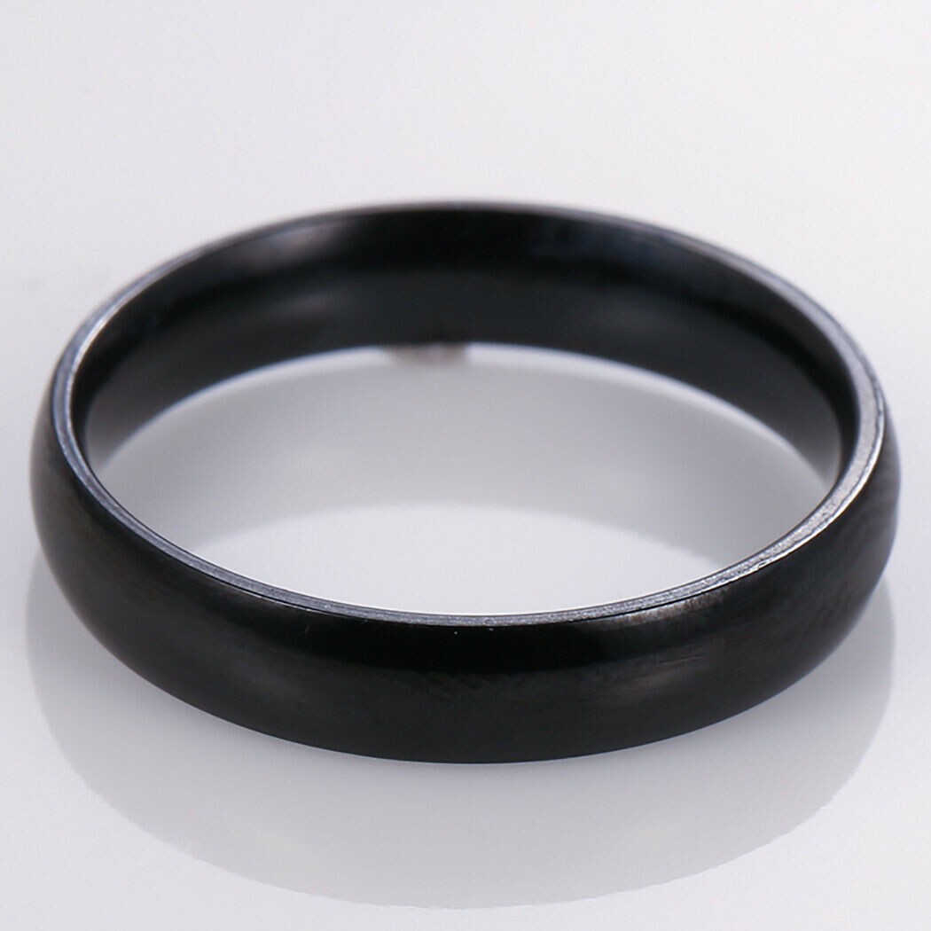 Tungsten Carbide Comfort Fit Polished Plain Band Wedding Ring 4mm