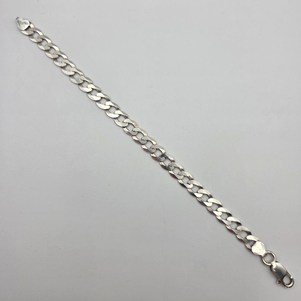 SAC 8″ 925 Sterling Silver 7.5mm Diamond-Cut Curb Link Chain Bracelet ITALY