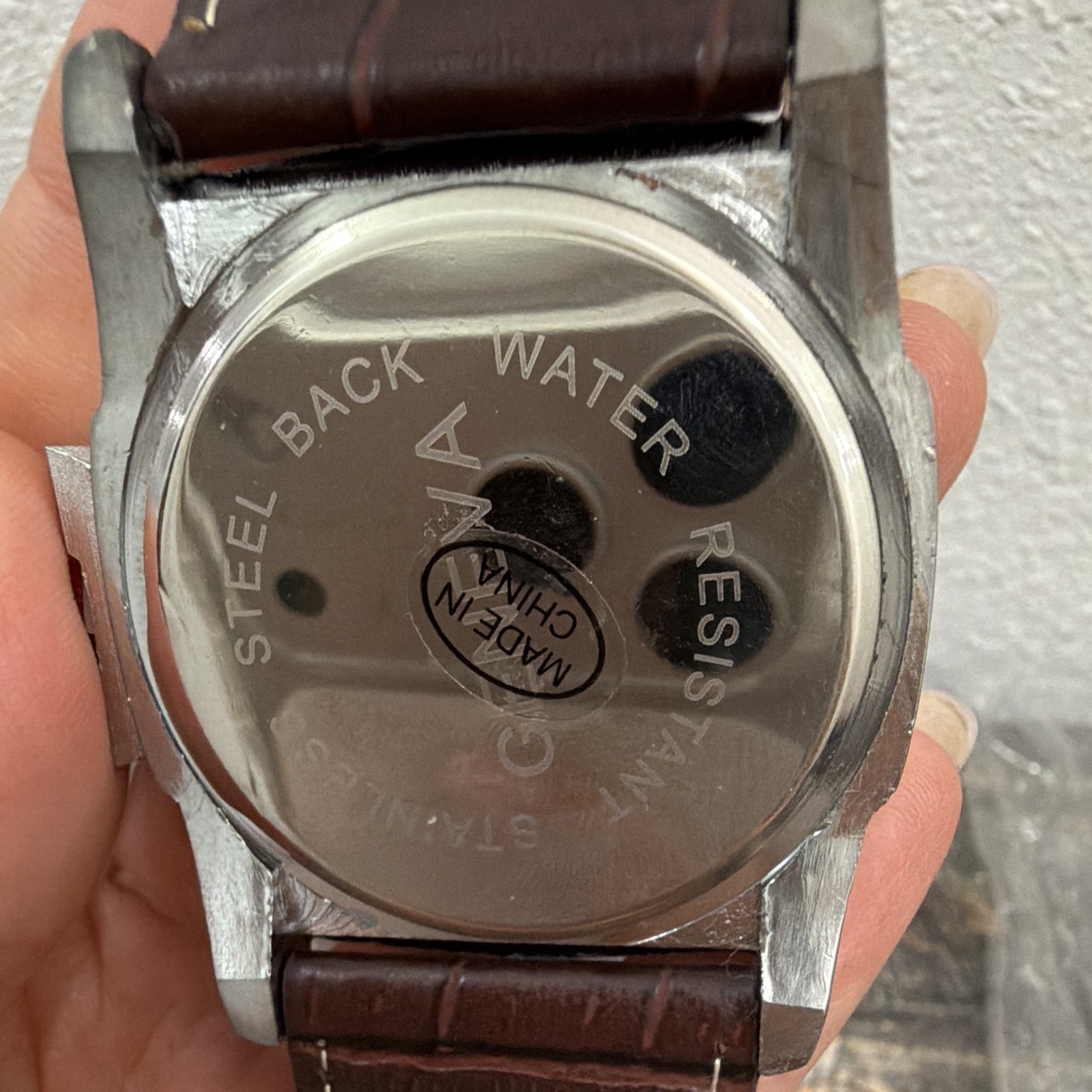 GENEVA Quartz Water-Resistant 42mm Brown Dial Silver Case Leather Strap