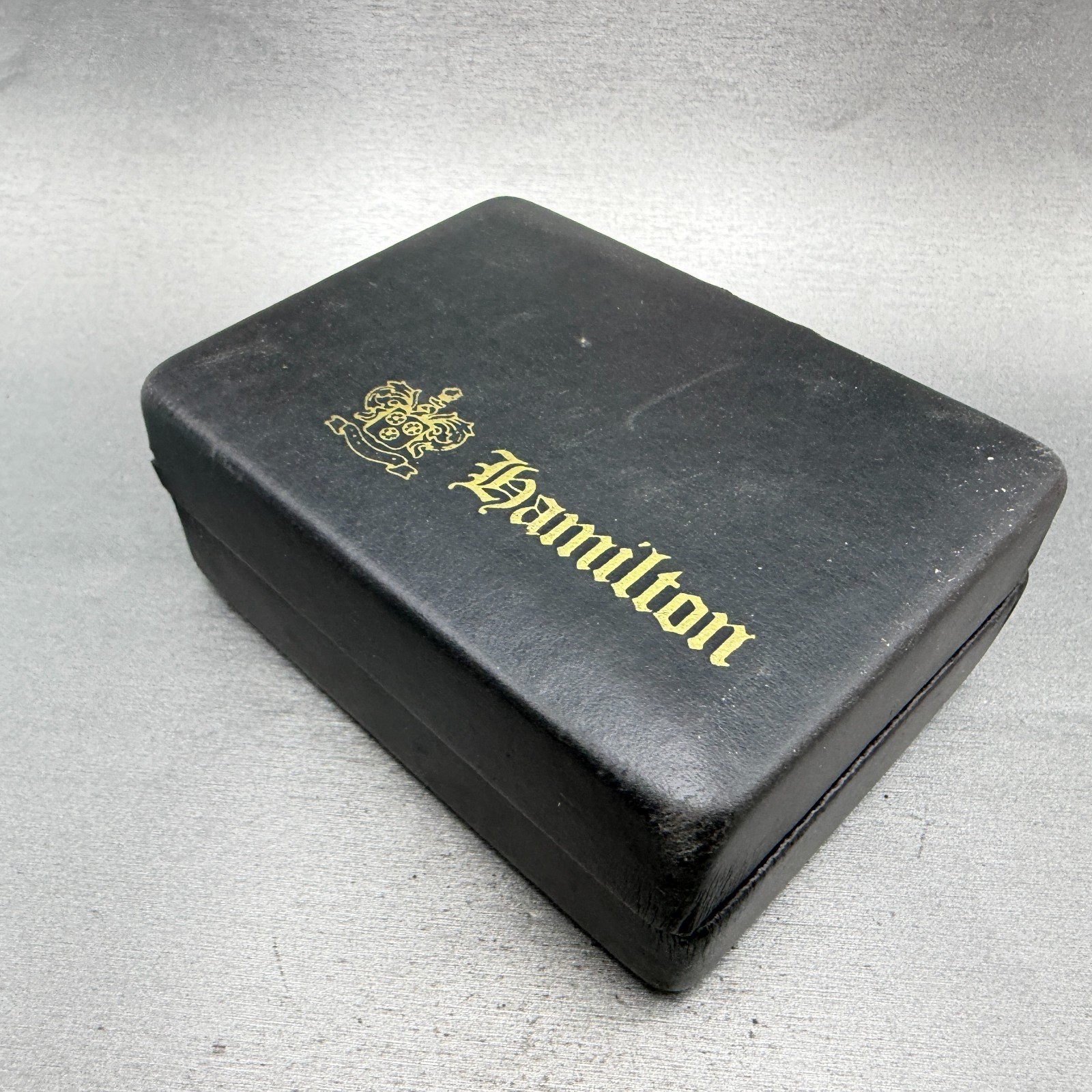 Hamilton Presentation Watch Box Case Black Cream W/Manuals Vintage Masterpiece