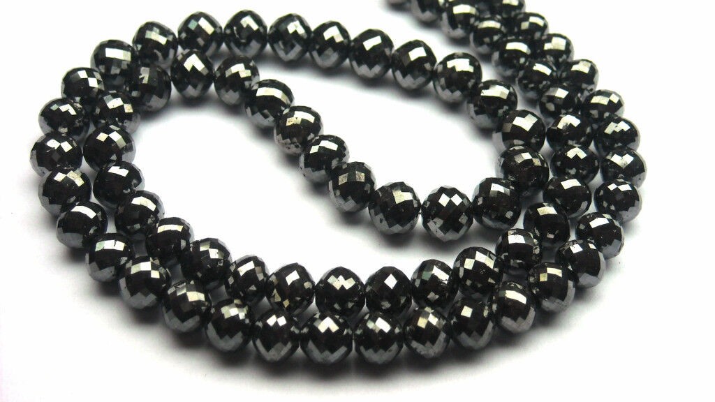 100.00Cts Sparkling Shinning Micro Faceted Black Diamond Beads Necklace