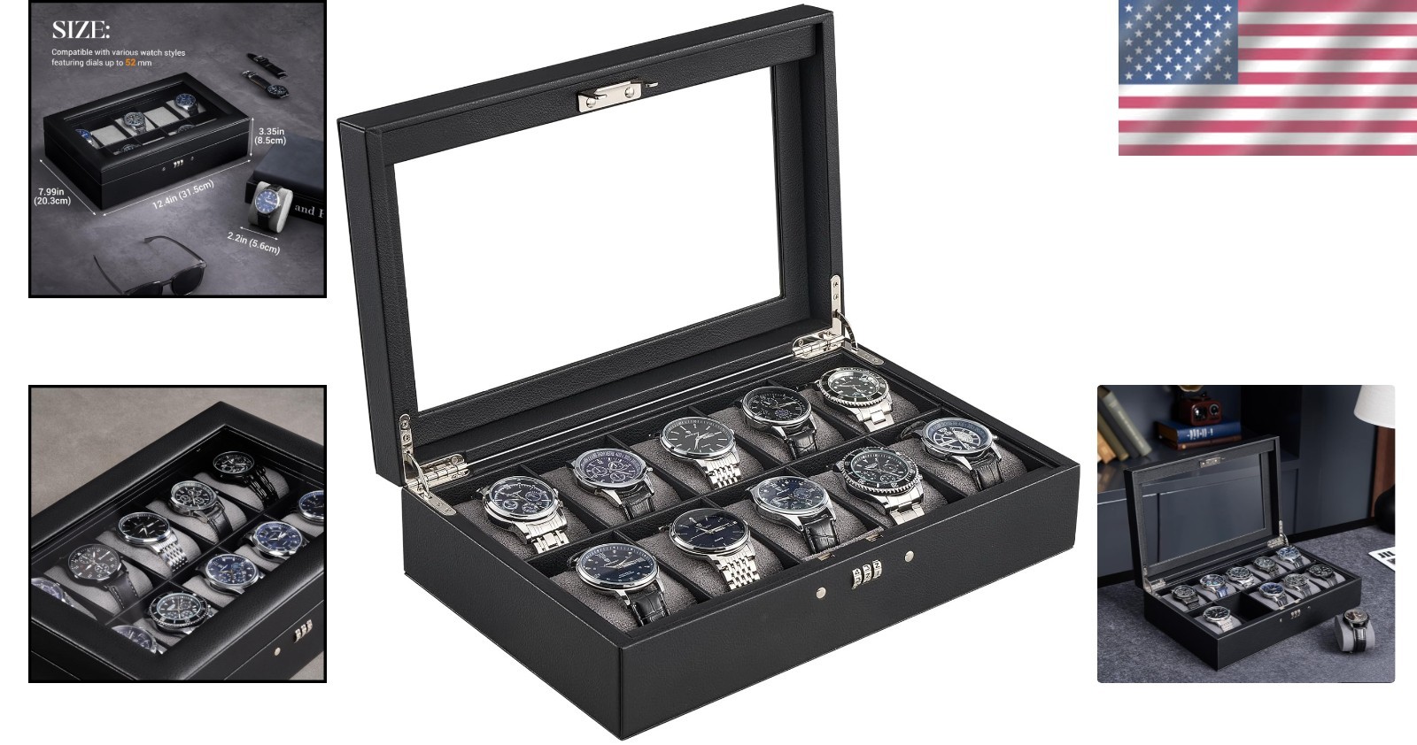Sleek 10-Slot Watch Collector Case with Soft Pillows – Perfect Gift for Him