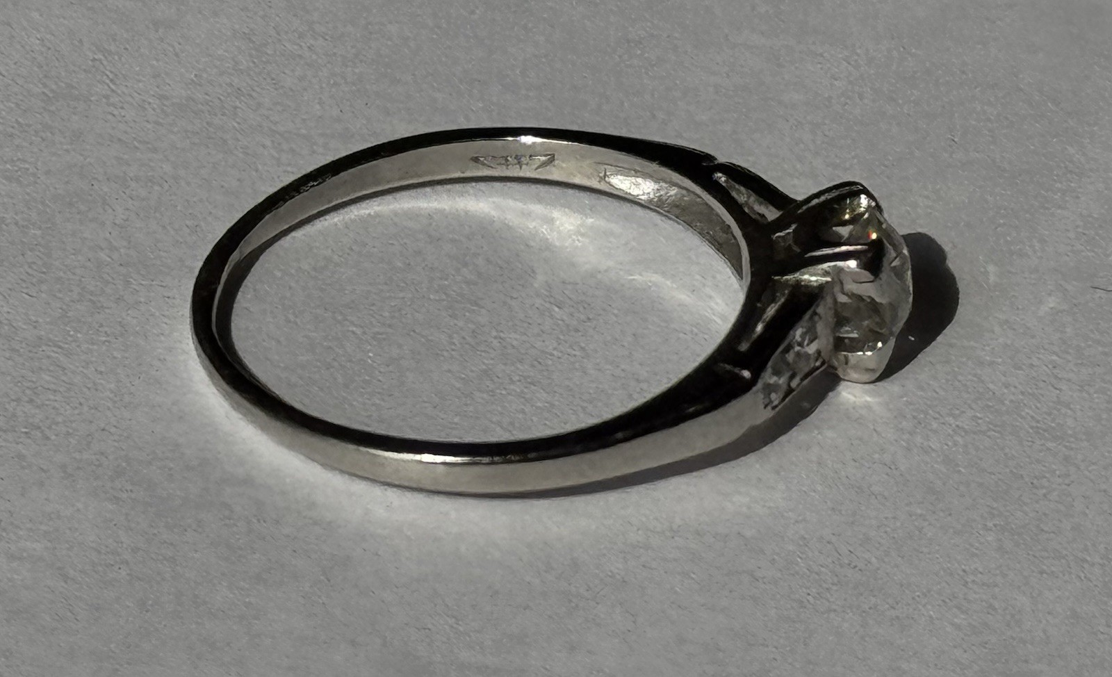 Antique 900 Platinum Victorian Old Mine Cut Diamond Solitaire Ring 0.57 ctw