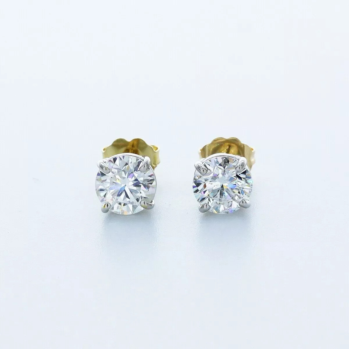 Solid 14K White Gold Stud Earrings Classic 3.01 CT Round Natural Diamond G SI1