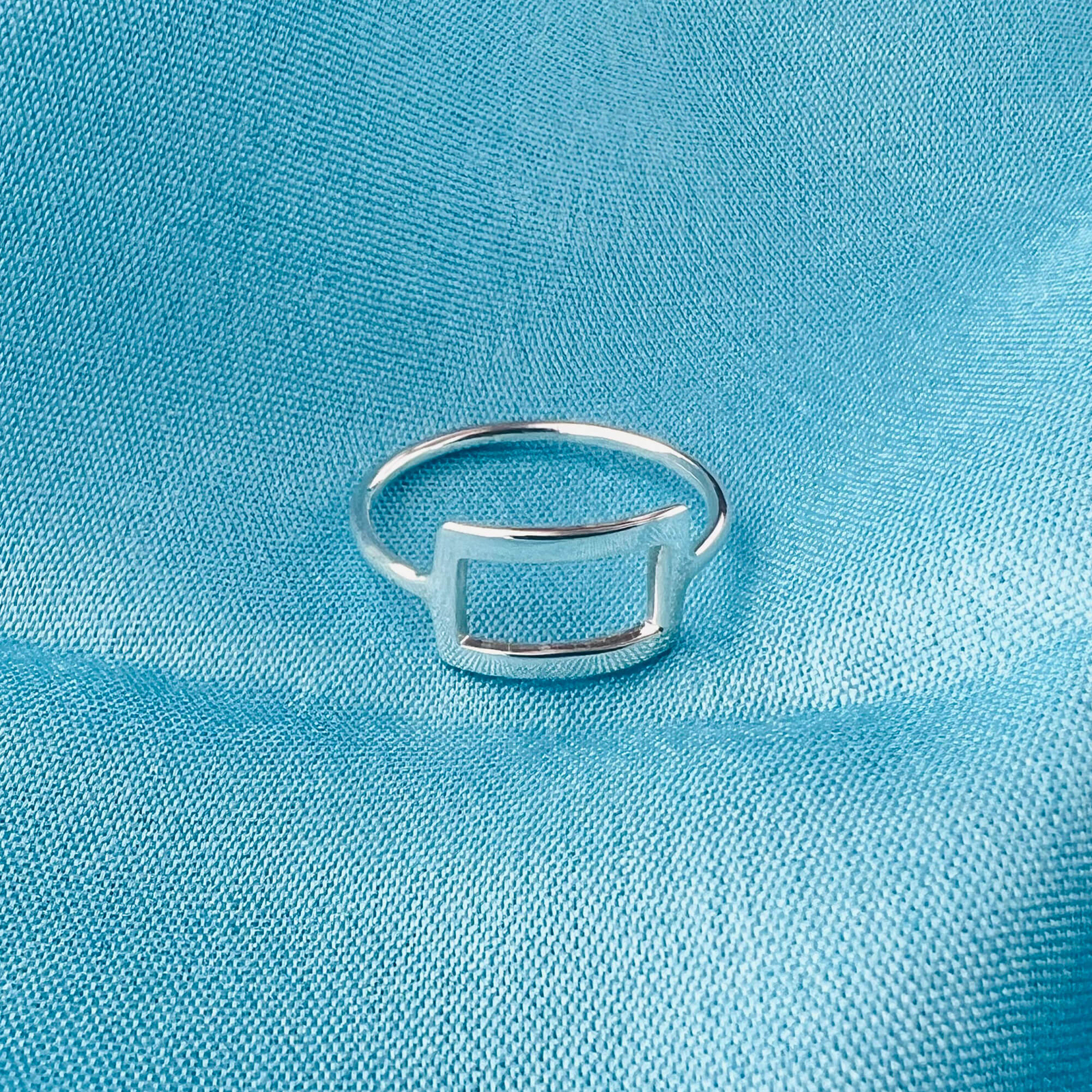 Open Rectangle Shape 925 Sterling Silver Ring