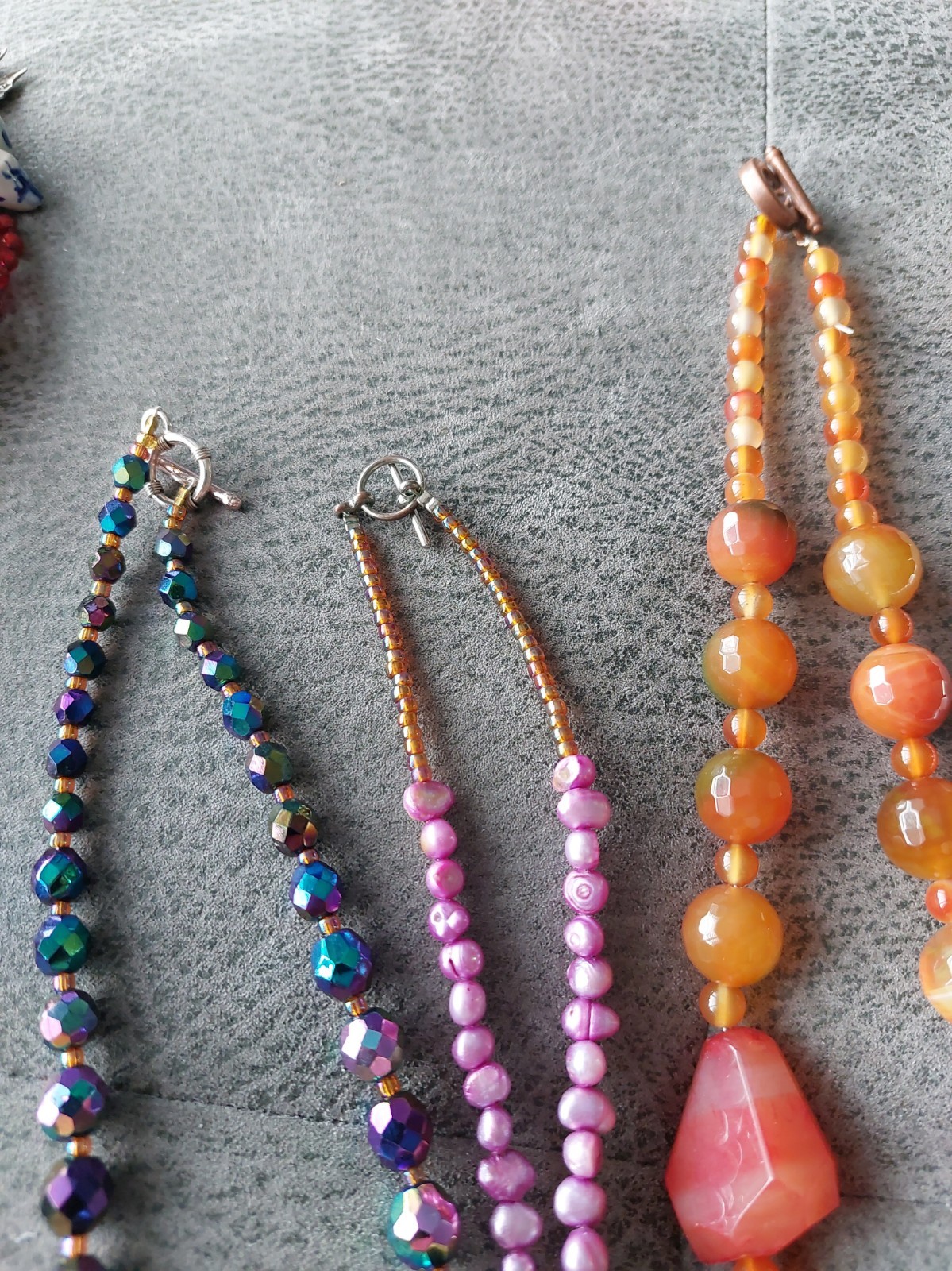 5 Hand Made New Bead Necklaces, Costume, Wood Resin Glass