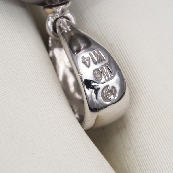 Auth TASAKI Pendant Black South Sea Pearl 10.3mm Solitaire 14K 585 White Gold
