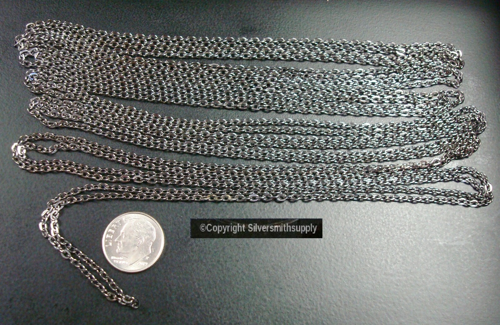 Flat Cable link jewelry necklace chain Wht Gold pl 12′ 12 links in 3x2mm CH052C