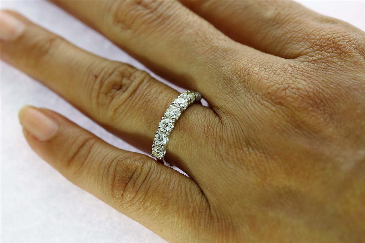 7 Stone Wedding Ring Band VS F 1.00 Ct Lab Grown Diamond 14K Yellow Gold 3.60MM