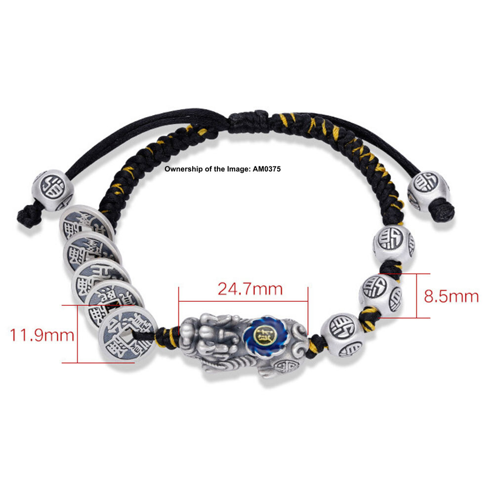 Pure S999 Fine Silver Women Bracelet Rich Pixiu Five Coins-Shaped Bracelet