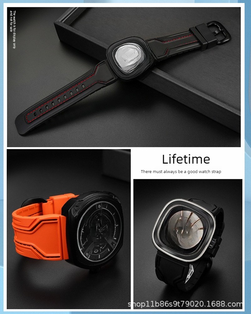 Silicone Watch Strap 28mm Mens Replacement Soft Band for SevenFriday P1 M2 S2