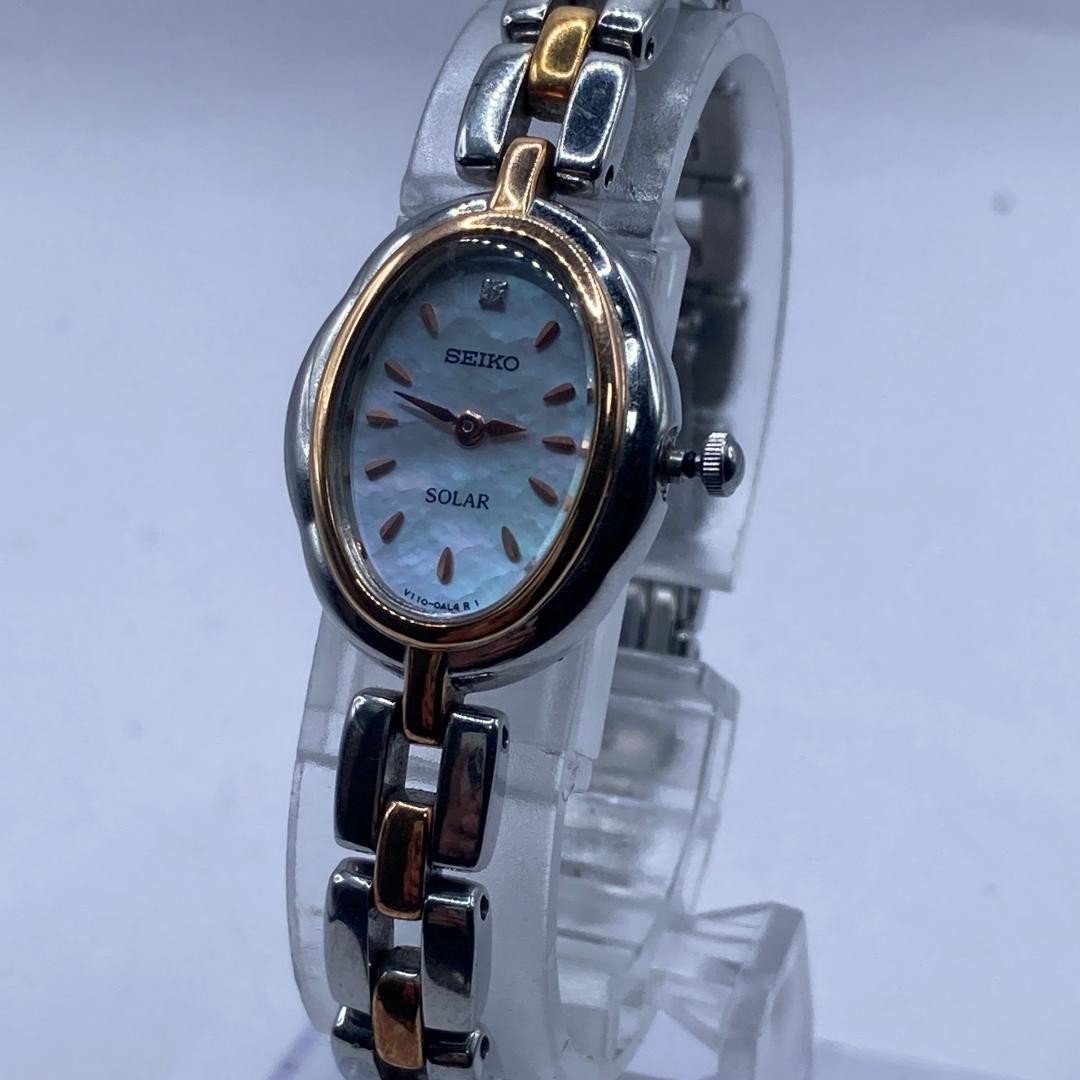 [Junk Item] SEIKO Solar Oval Silver Gold