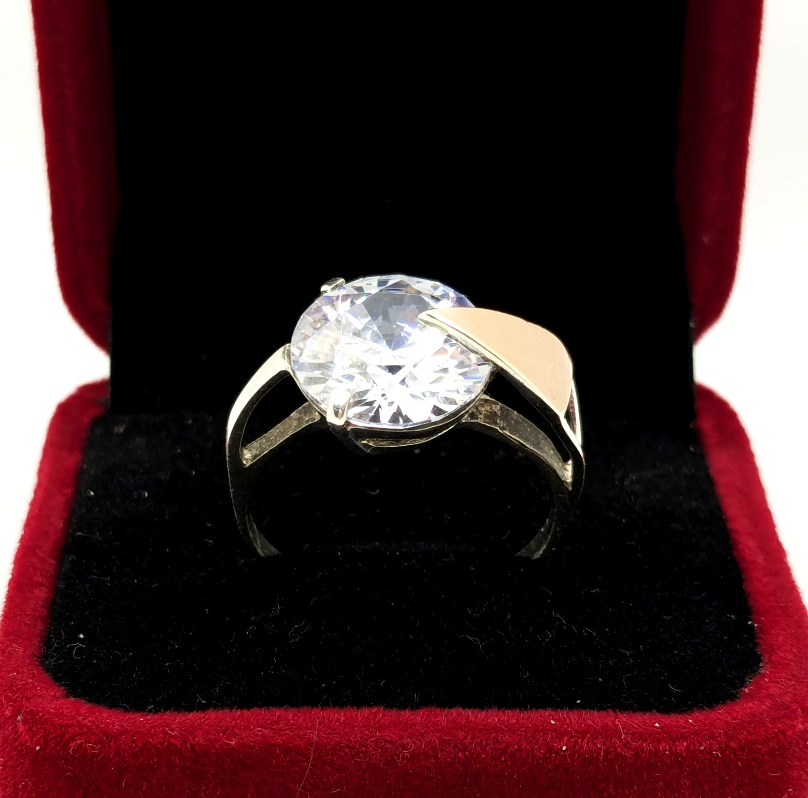 Vintage Luxury RING Silver 925 with Gold Inlay 375 and Stone -size: 10US | #76