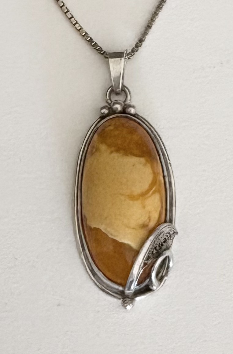 Vintage Sterling Silver Butterscotch Egg Yolk Baltic Amber Pendant and 24”…