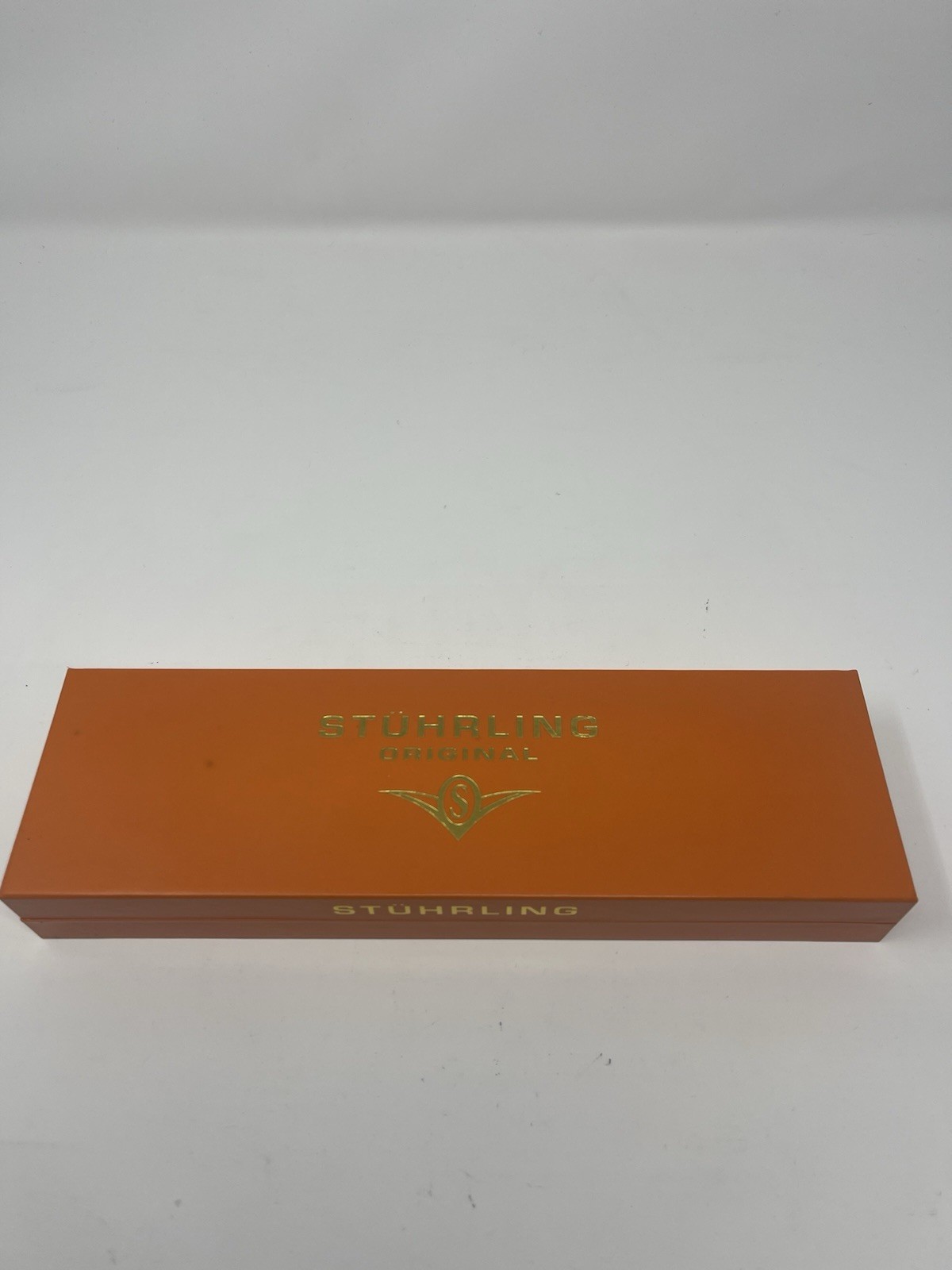 Stührling Original Watch Box Case Orange Gold Logo w/ Inserts & Cloth – No Watch
