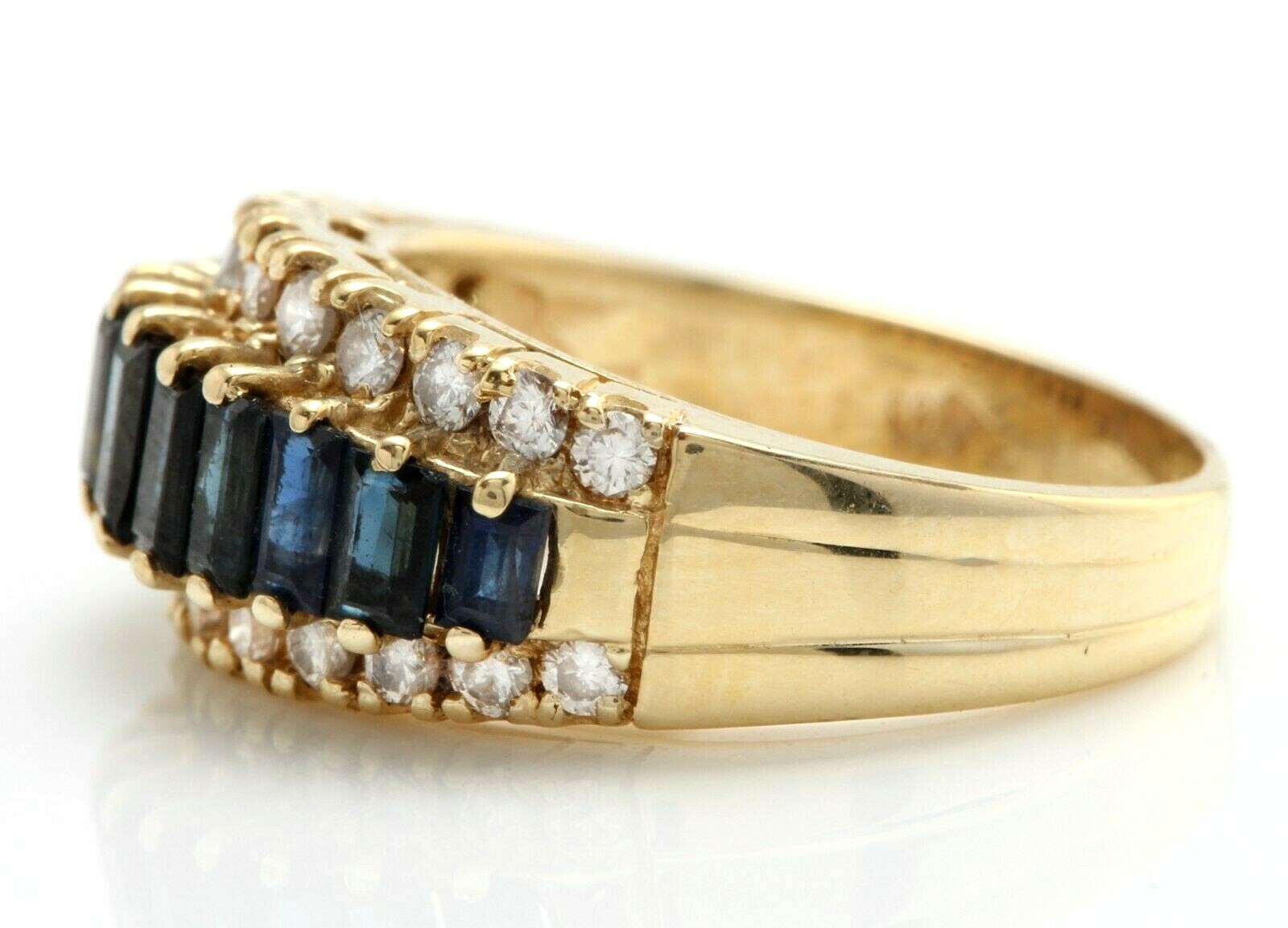 3.54 Carat Natural Sapphire and Diamonds in 14K Solid Yellow Gold Women’s Ring