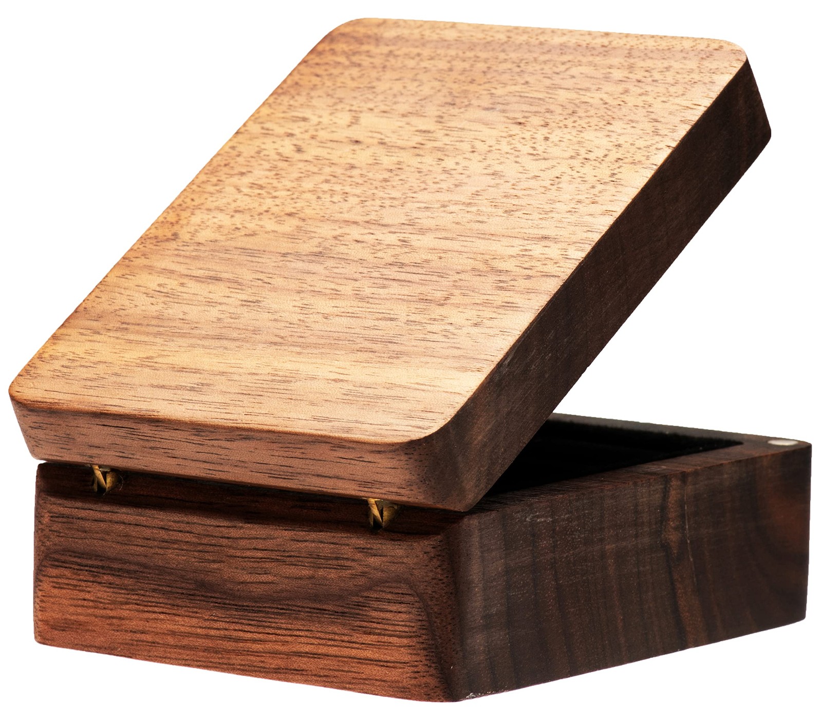 COSISO Walnut Wooden Ring Box 3 Slots for Wedding Ceremony Black Inner