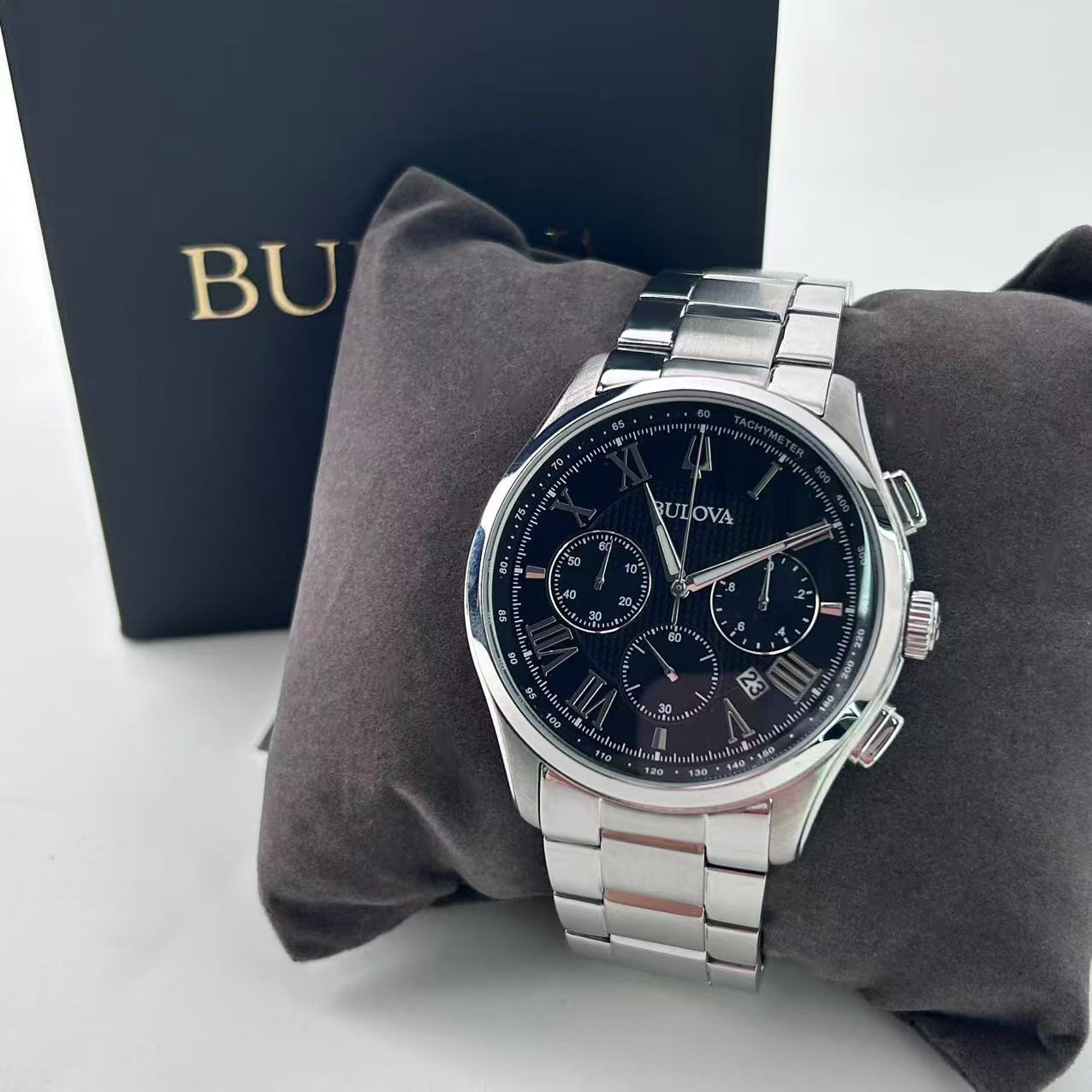 New Bulova Wilton 96B288 Men’s Stainless Steel Chronograph Quartz Watch 46mm