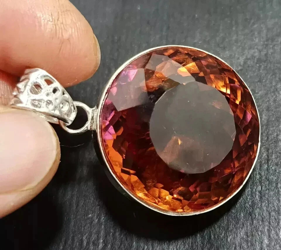 Natural 54.5 CT+ Certified Zultanite 7 Color Gemstone Pendant 925 Silver Jewelry