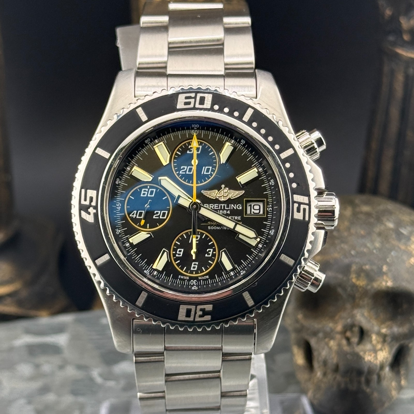 Breitling Superocean Chrono II A13341 44mm Black Dial Box & COSC Full Bracelet
