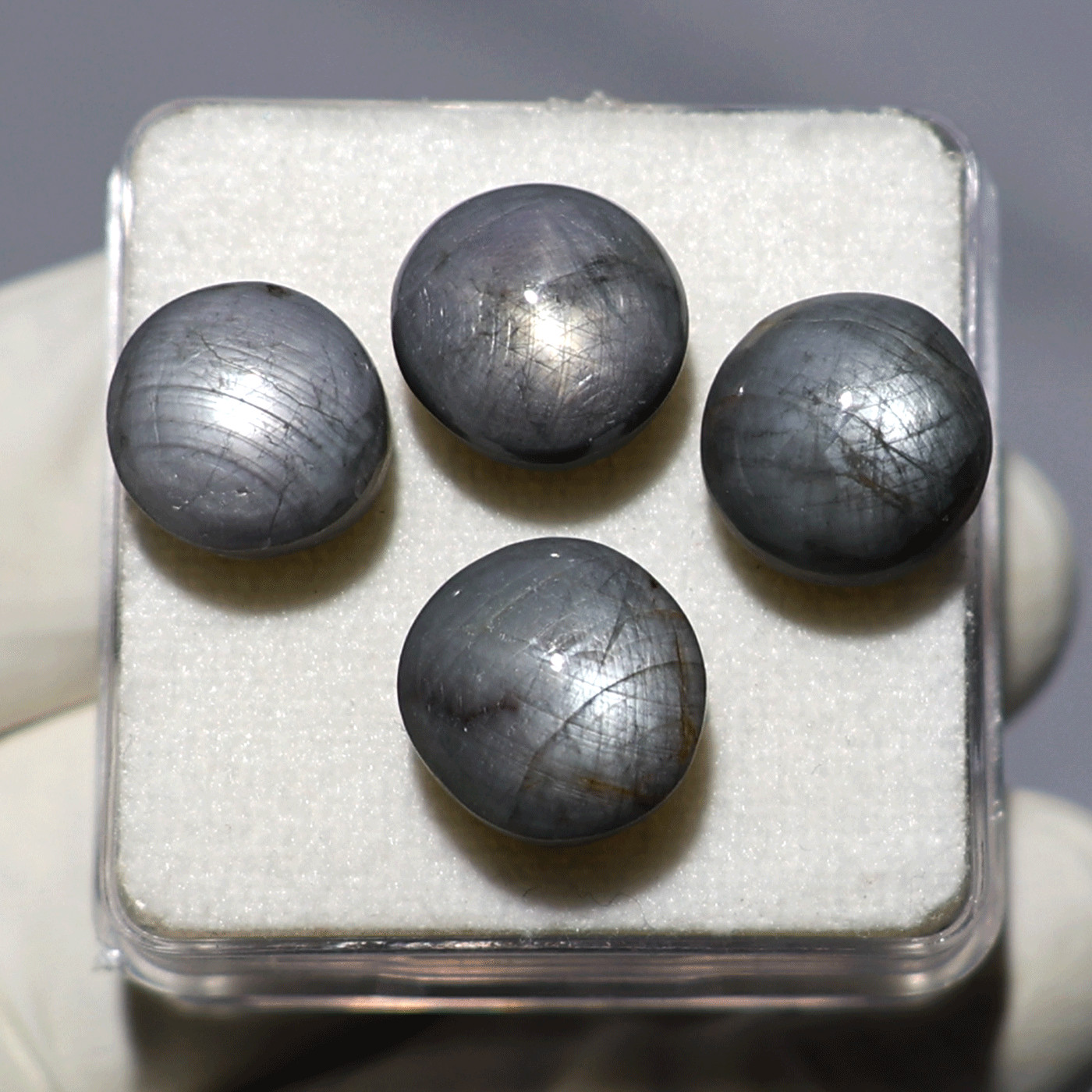 Celestial Spark~ 4 PC Natural White Star Sapphire 10.6mm-12mm Rare Cabochons Lot
