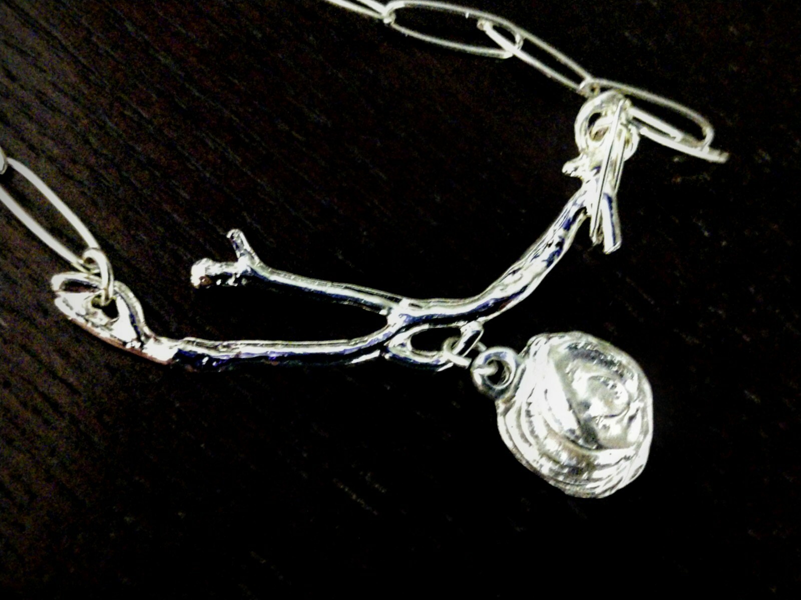 Elegant 1 Pearl Necklace Silver Tone~ Bird Nest Branch~Wishnest by Alise Sheehan