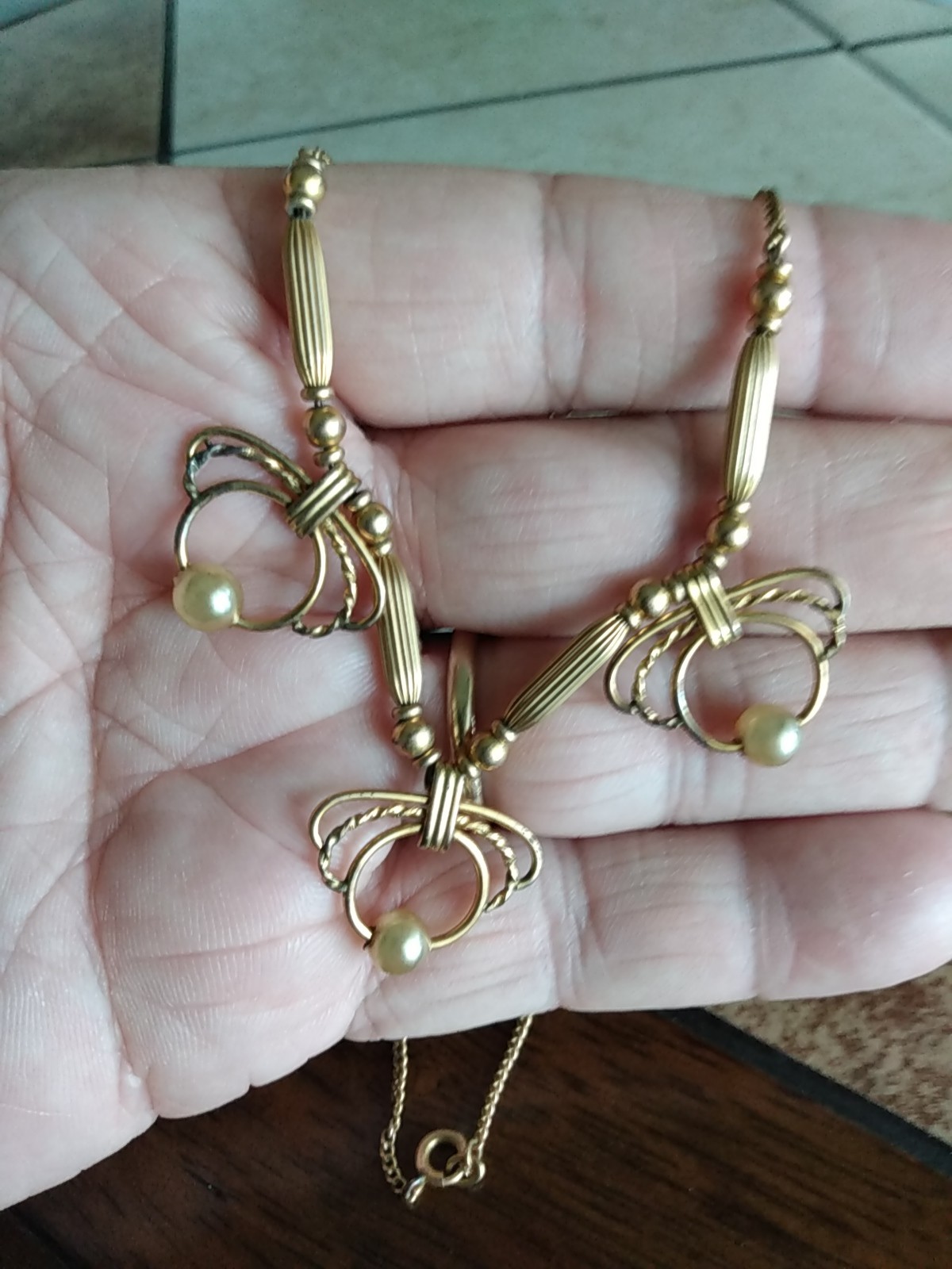 Vintage GOLD FILLED & Faux Pearl BEADED 20” NECKLACE – 13.0g