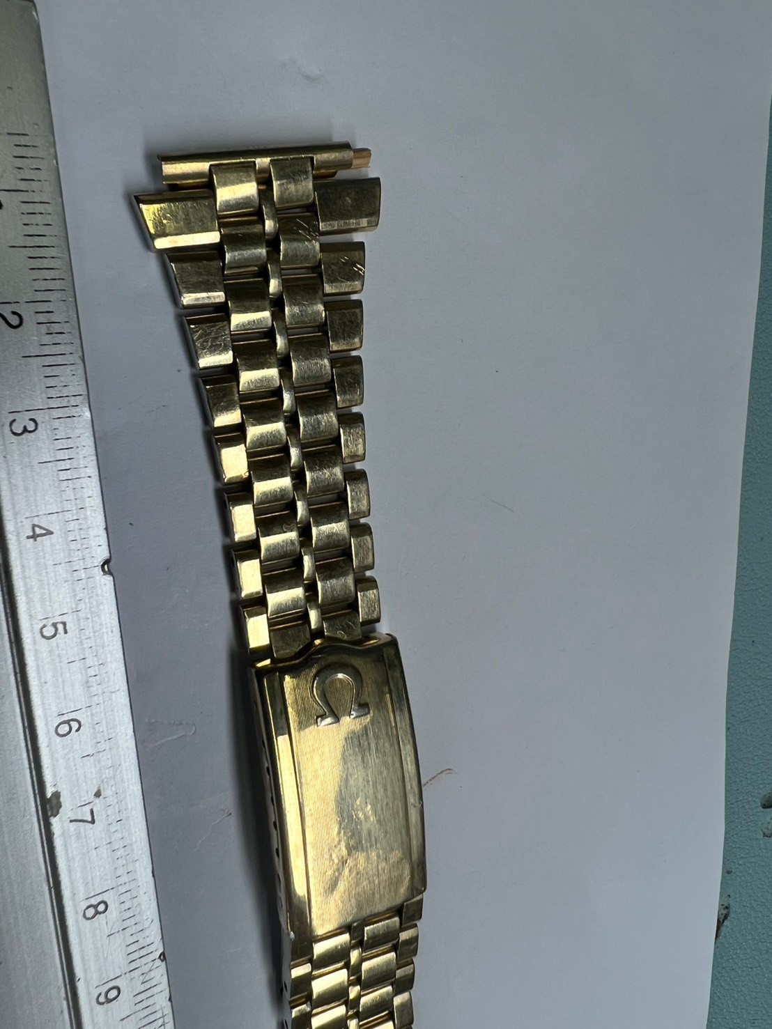 63 . omega 1163 endlink 20 mm 702 gold plated bracelet 15.5 cm
