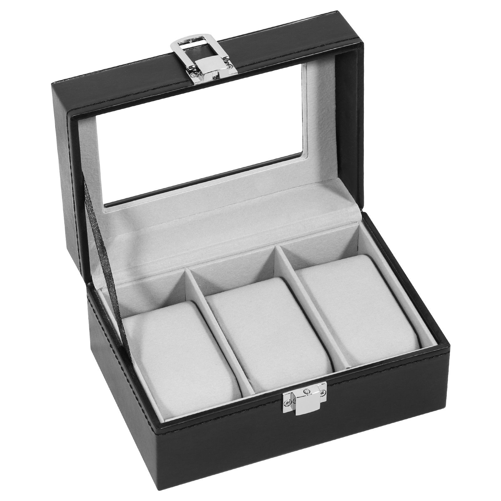 3 Slot PU Leather Watch Box Organizer Display Case Soft Pillow Travel Gift Men