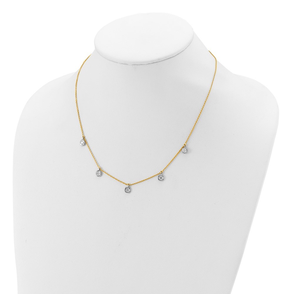 18K Two-tone Gold Diamond Stations Necklace 18″ for Women 3.97gram