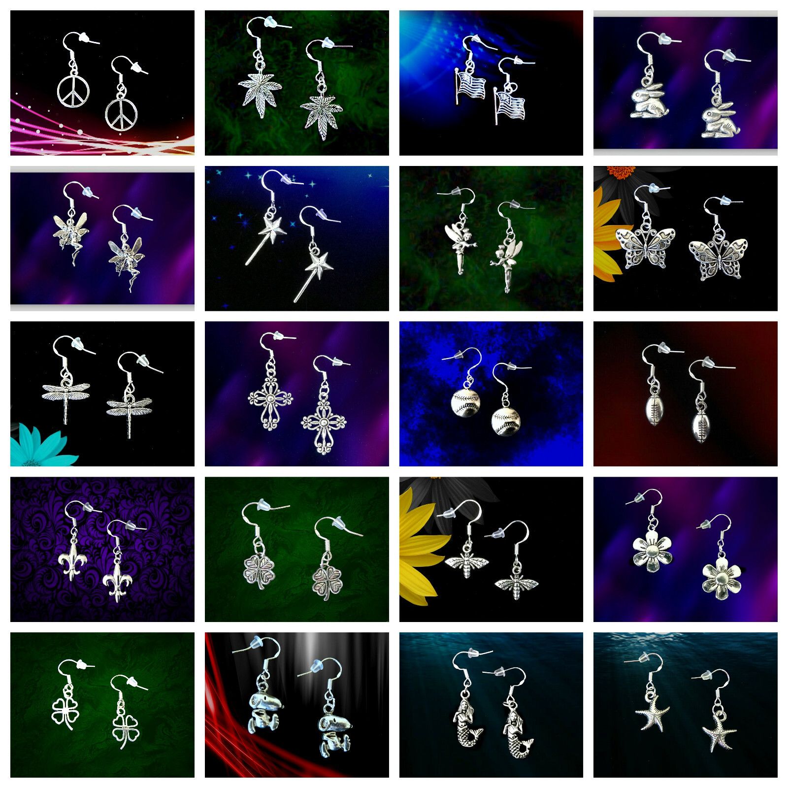 FANTASY FAIRY ANGEL NYMPH SILVER CHARM EARRINGS~STERLING HOOK~GIFT FOR HER WOMEN