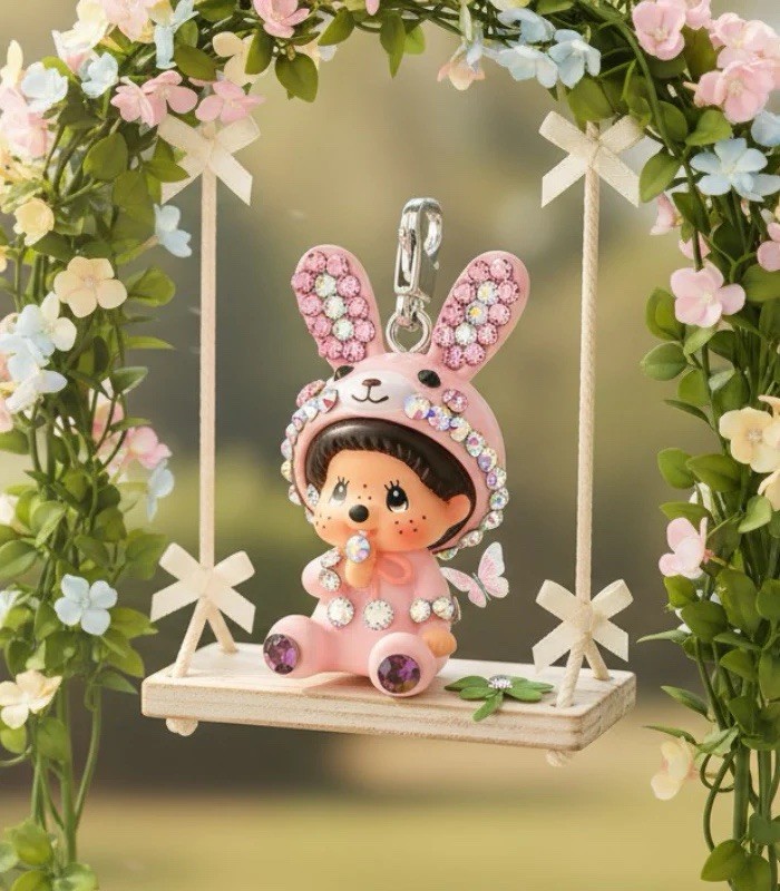 Monchhichi x Swarovski 100% Authentic Charm and Necklace