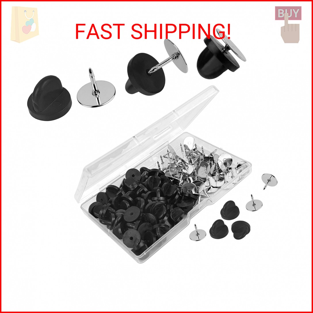 50 Pairs Pin and Backs, Backs Locking Tie Tack, Rubber Pin Backs, Tie Tacks Pins