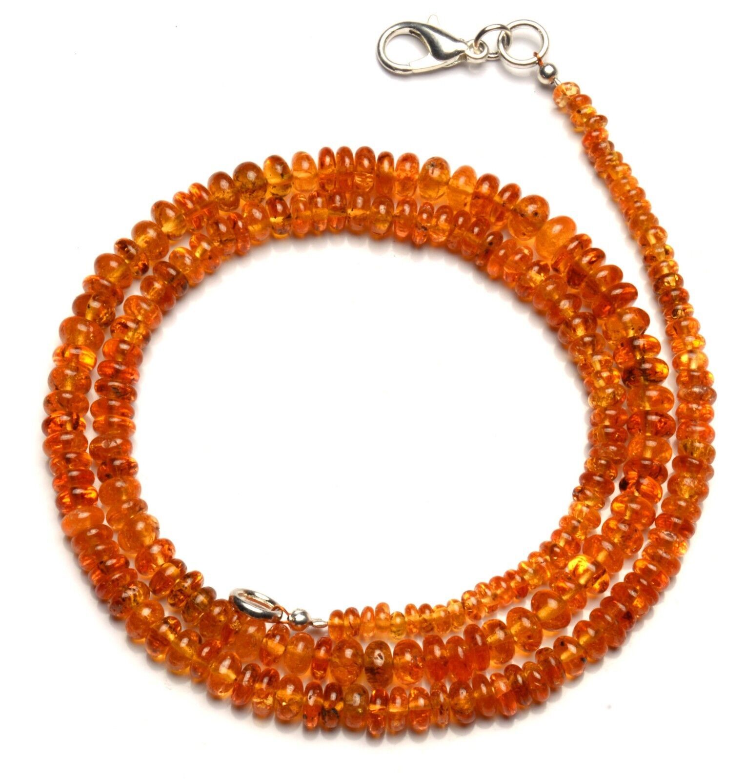 Natural Gem Orange Color Spessartine Garnet 3 to 6MM Size Beads Necklace 18″