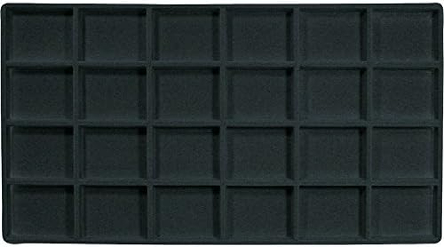 2 Black 24 Slot Pendant Jewelry Showcase Display Tray Inserts