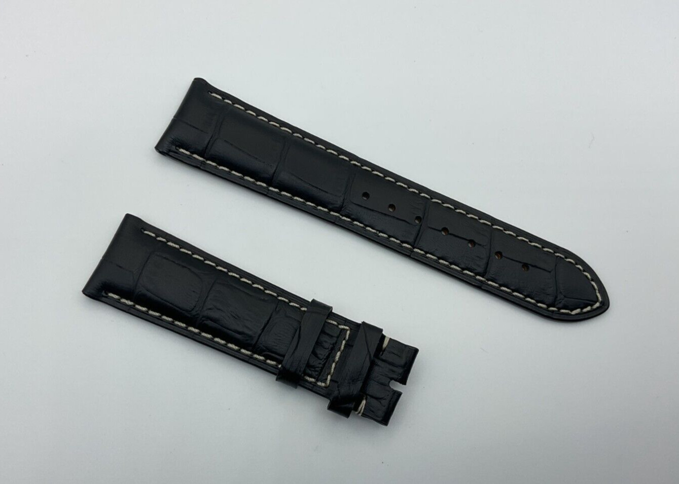 AUTHENTIC LONGINES NEW 21MM BLACK GENUINE ALLIGATOR LEATHER STRAP BAND BRACELET